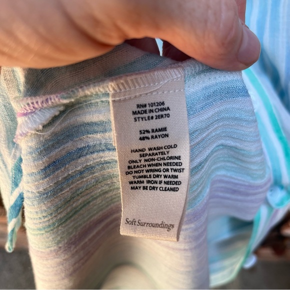 Soft Surroundings Cia Gauze Multicolor Striped Blouse Sz S - Picture 10 of 11